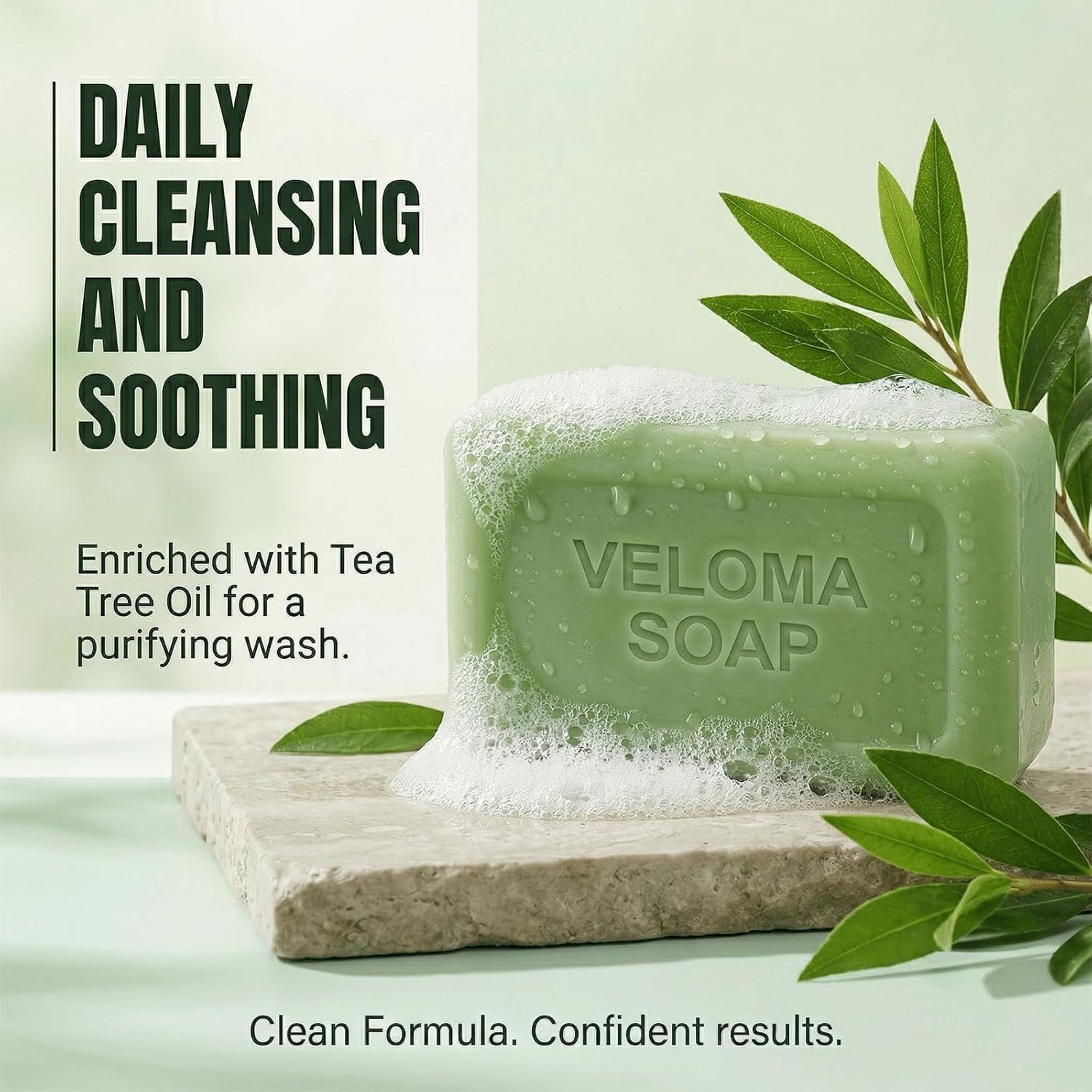 Veloma Antifungal Soap,Veloma Soap,Soothing Tea Tree & Eucalyptus, Deep Pore Cle