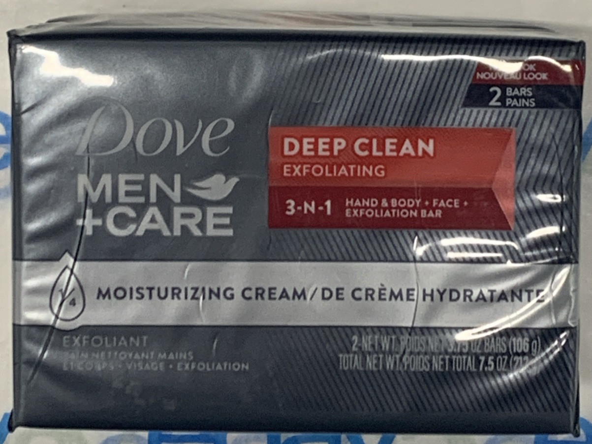 Dove Men+Care Hand Body & Face Deep Clean Exfoliating Bar Soap 2 Bars 212 g New