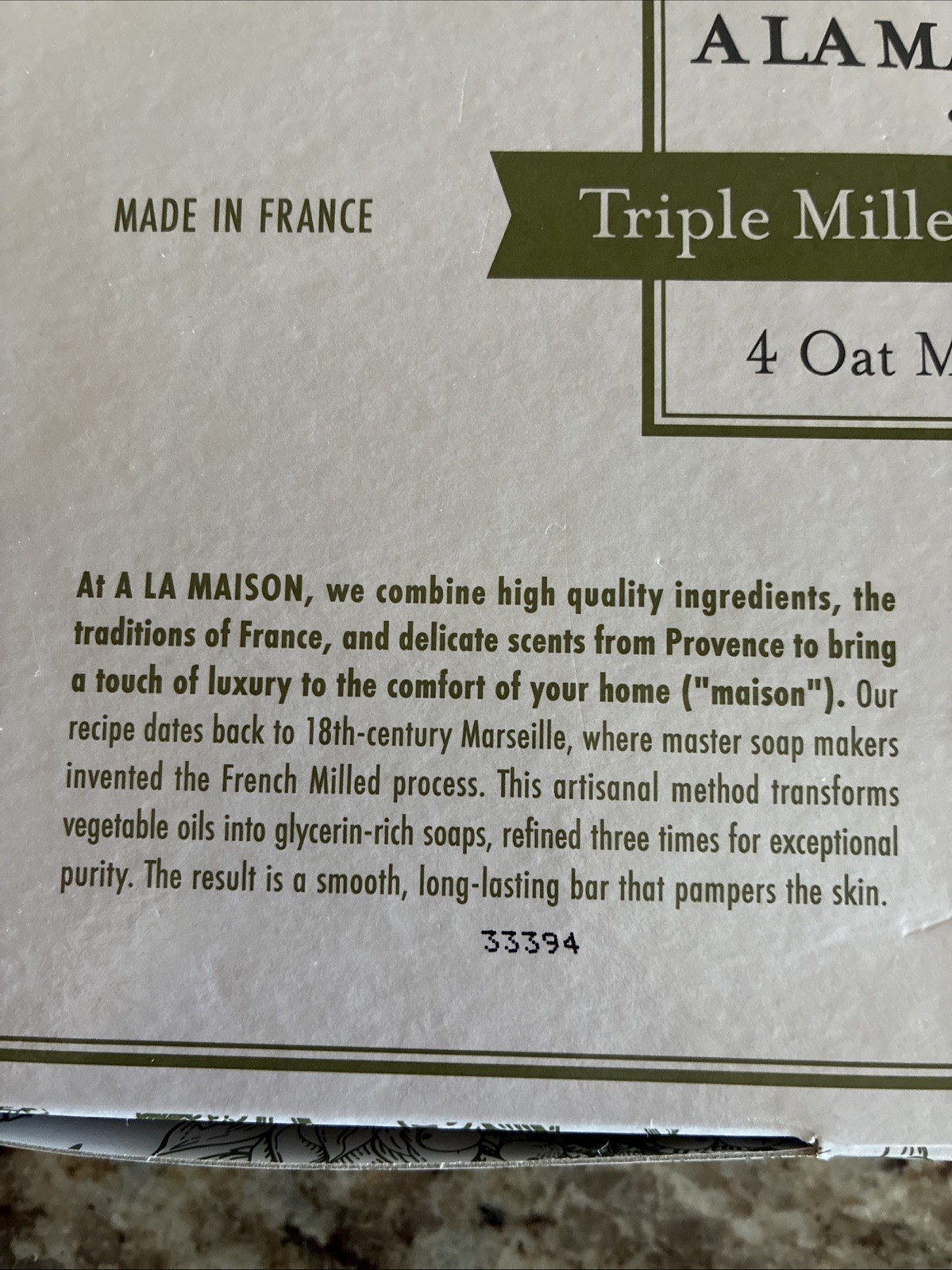 A La Maison Triple Milled Soap Set France Oat Milk Shea Butter Argan Oil Organic