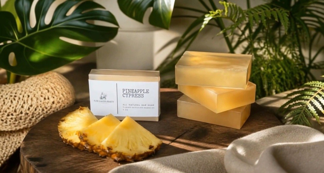 Pure Garden Beauty Pineapple Cypress All Natural Bar Soap 3 oz