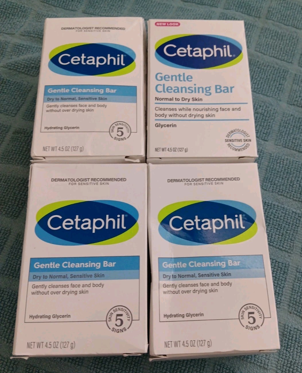 4 CETAPHIL Gentle Cleansing Bar Soap 4.5 oz. ea. Normal/Dry Skin (B028)