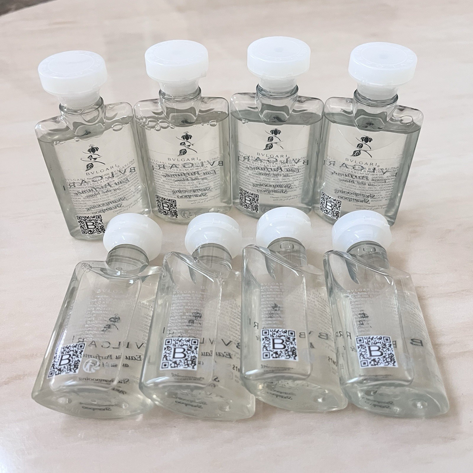 8pc BVLGARI Eau Perfumee Shampoo 1.3oz /40ml White Tea Travel Size Made In Italy