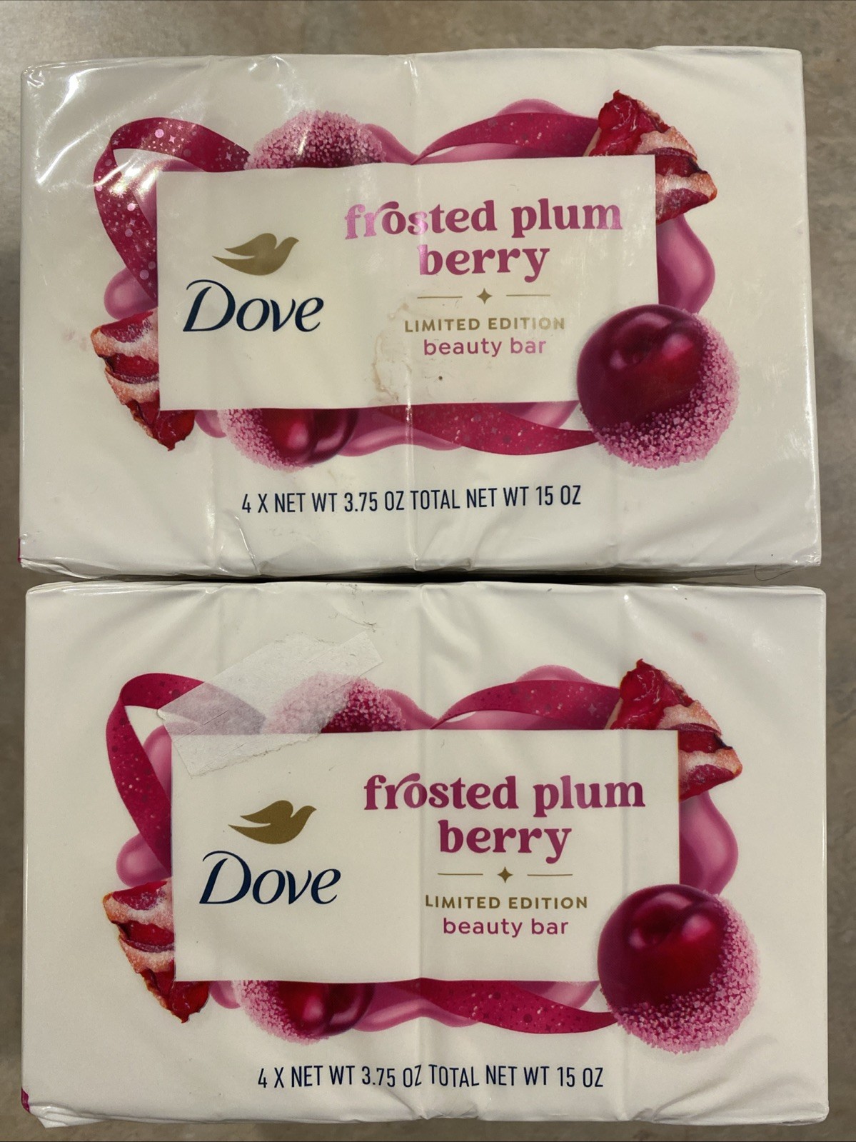 2x 4-Pack Dove Frosted Plum Berry Limited Edition Bar Soap 3.75 oz (8 Total)