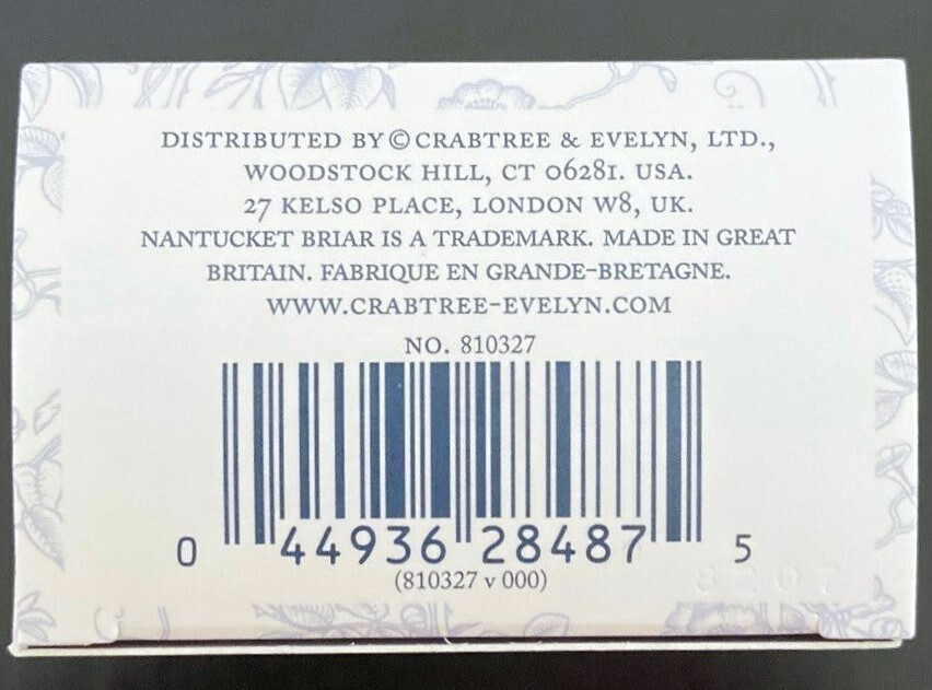 Crabtree & Evelyn Nantucket Briar Scented Bath Soap Set of 3 Bars 3.5 oz 100g Ea