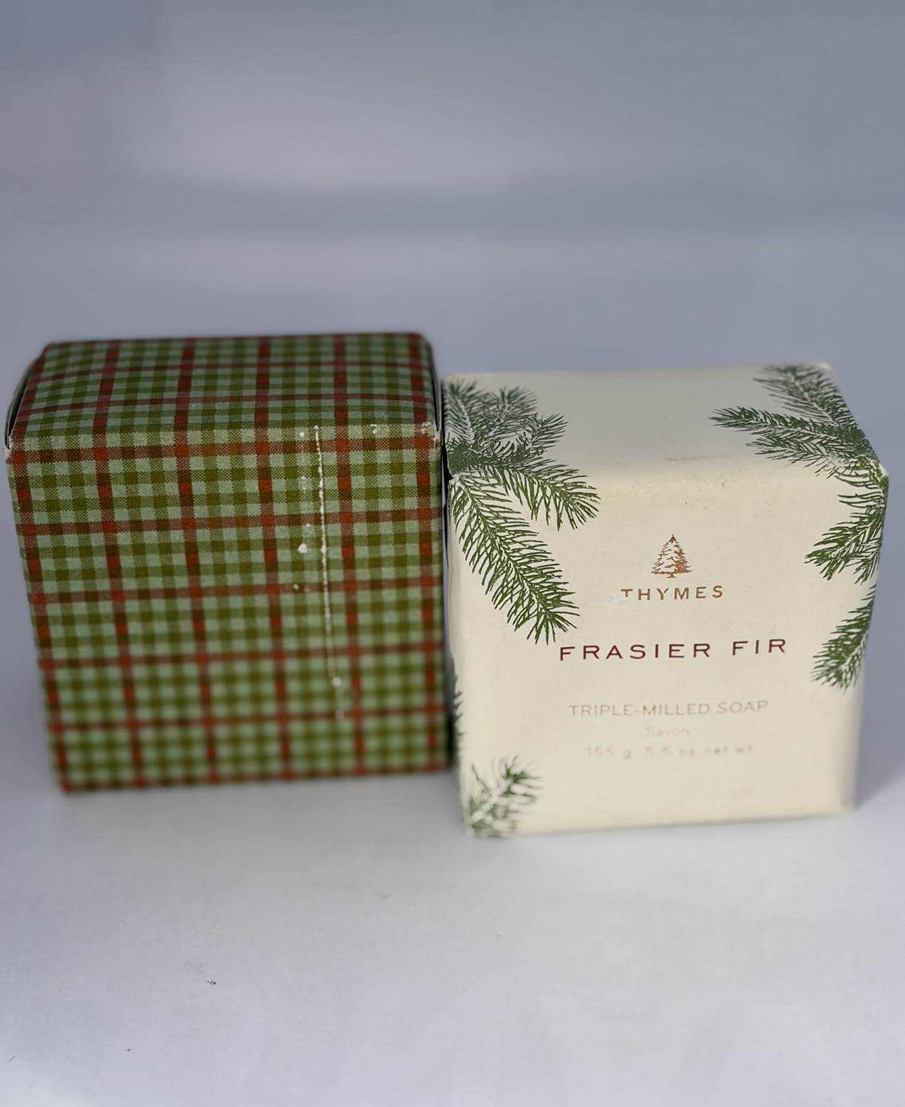 Thymes Frasier Fir Triple-Milled Body Bar Soap 5.5 oz Pine Pattern