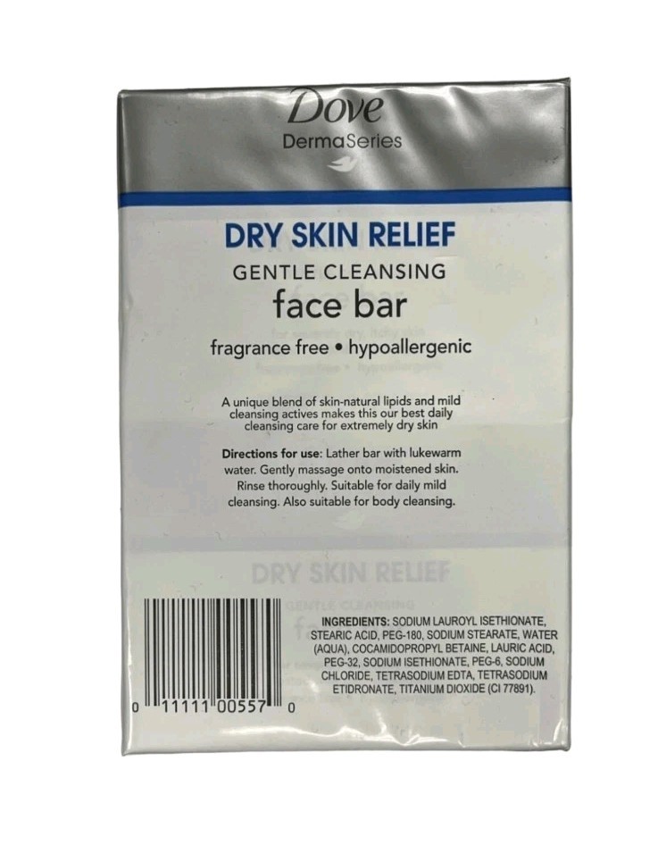 NEW! DOVE (2-BARS) 3.52 Oz. ●DERMASERIES● Dry Skin Gentle Cleansing Face Bars🫧.