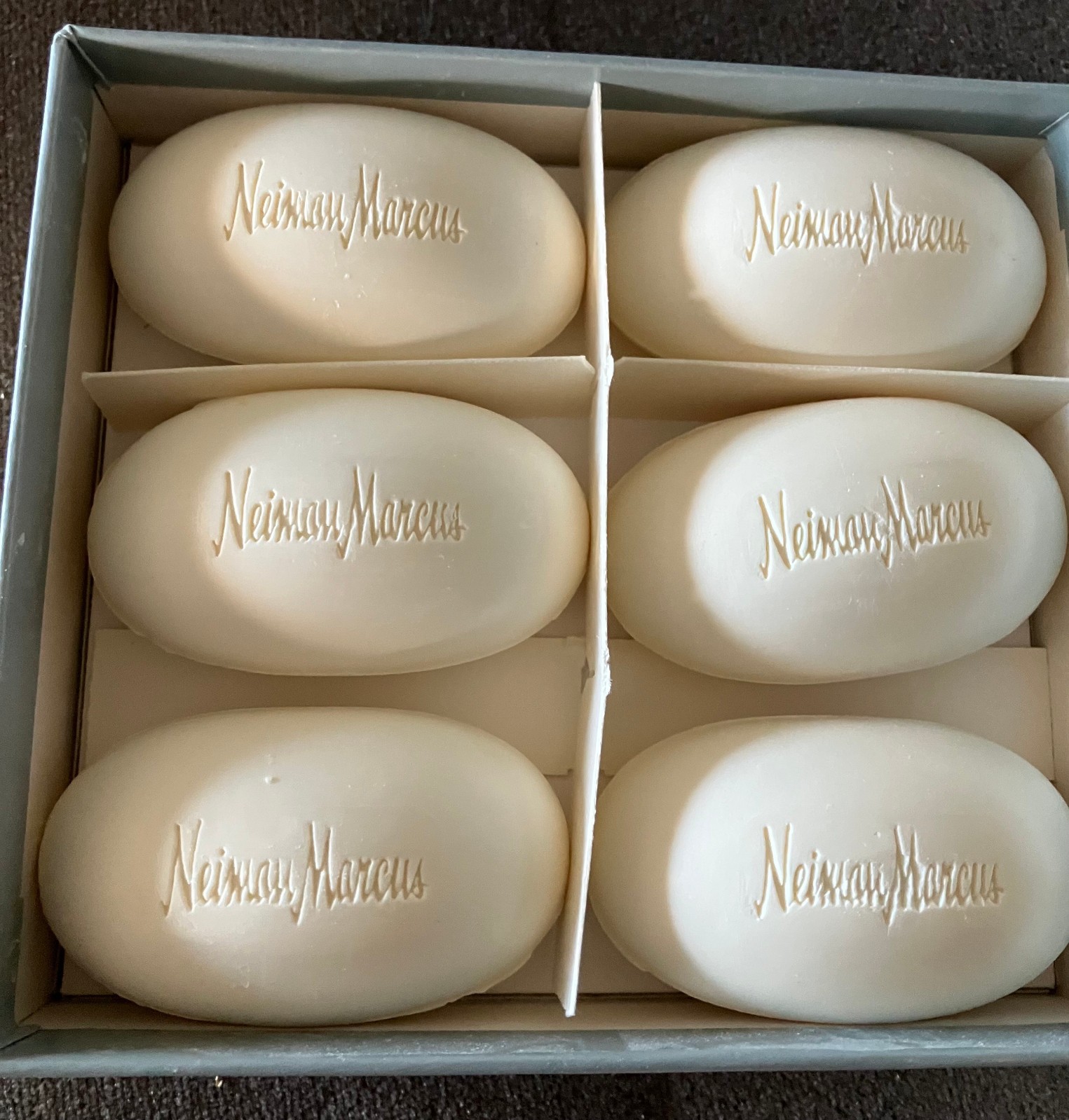 Neiman Marcus Guest Soap Box Set of 6 Earl Grey Oval Bars VINTAGE NOS Soaps NICE
