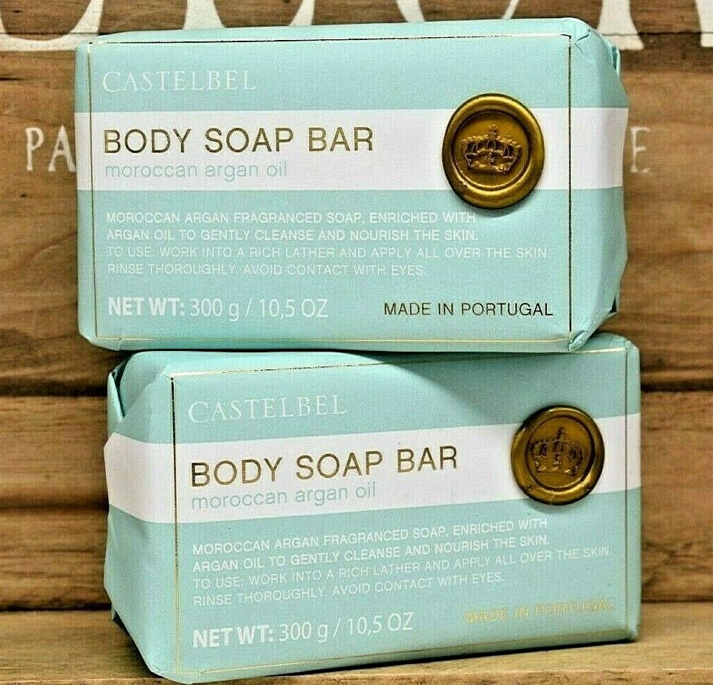 2 CASTELBEL Moroccan Argan Oil Body Bar Soap Cruelty Free Made in Portugal