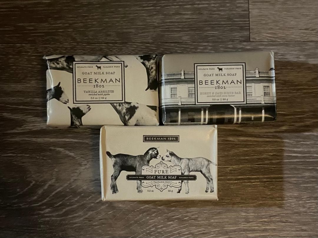 LOT of (3) Bars Beekman 1802 PURE Goat Milk Bar Soap 3.5 oz Fragrance-Free *NEW*