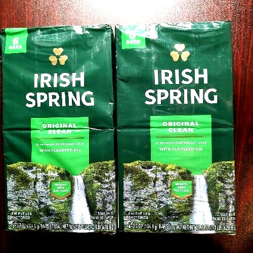 Irish Spring Original Deodorant Bar Soap 12 Hr Fresh 3.7oz Each Bar 2x 6 Pack