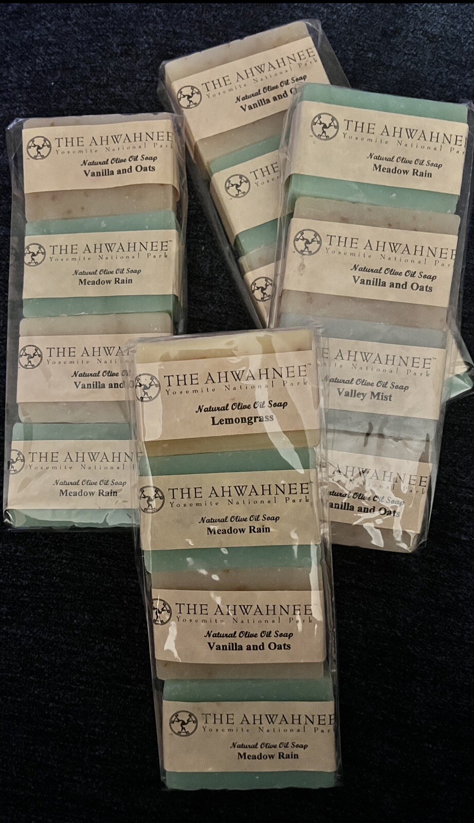 AHWAHNEE HOTEL Yosemite -(4) Fine handmade Guest soaps w olive oil (1.5oz 42g)