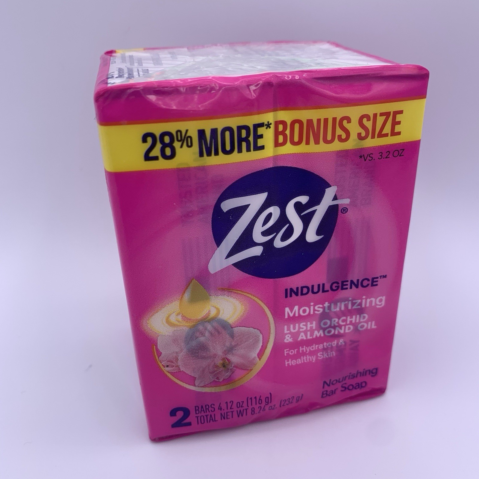 Zest Indulgence Moisturizing Bar Soap Lush Orchid & Almond Oil 2 Bars 4.12oz