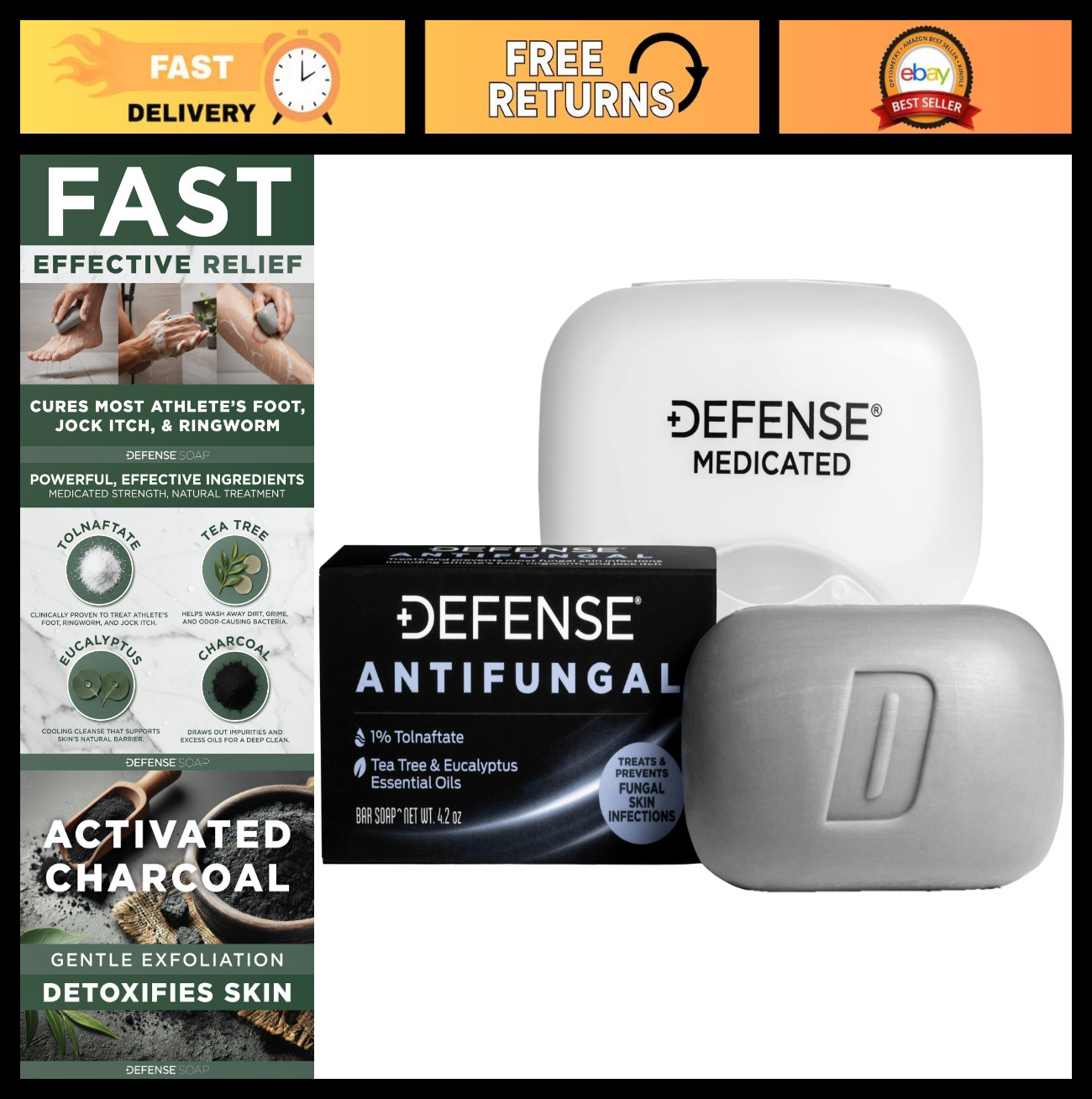Antifungal Bar Soap for Jock Itch, Ringworm, Athlete’s Foot & Skin Fungus – Medi