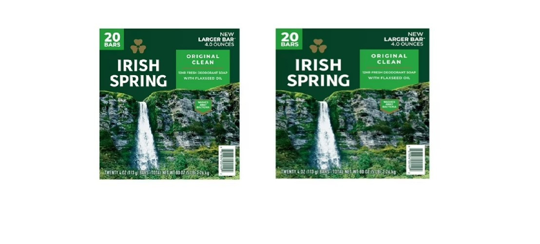 2 NEW Irish Spring Bar Soap Original Clean 4oz 20 Pack Refreshing Deodorant