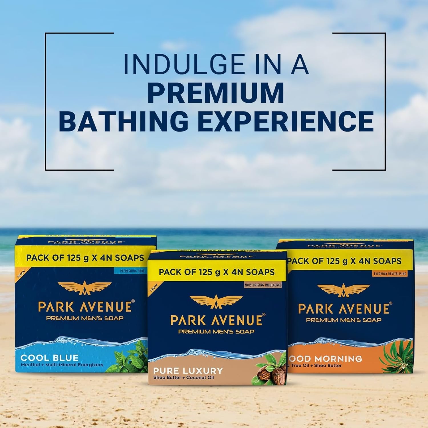 Park Avenue Men’s Cool Blue Soap 125g Pack of 4 Premium Grade 1 Bath Soap