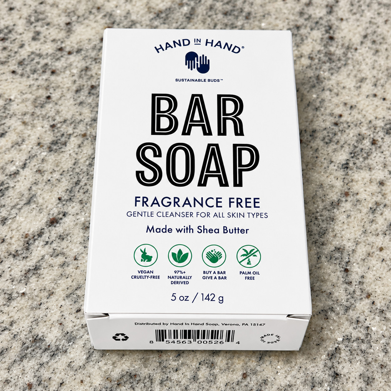 2 PCS.- Hand In Hand Bar Soaps Fragrance Free Gentle Cleanser All Skin 5 oz each
