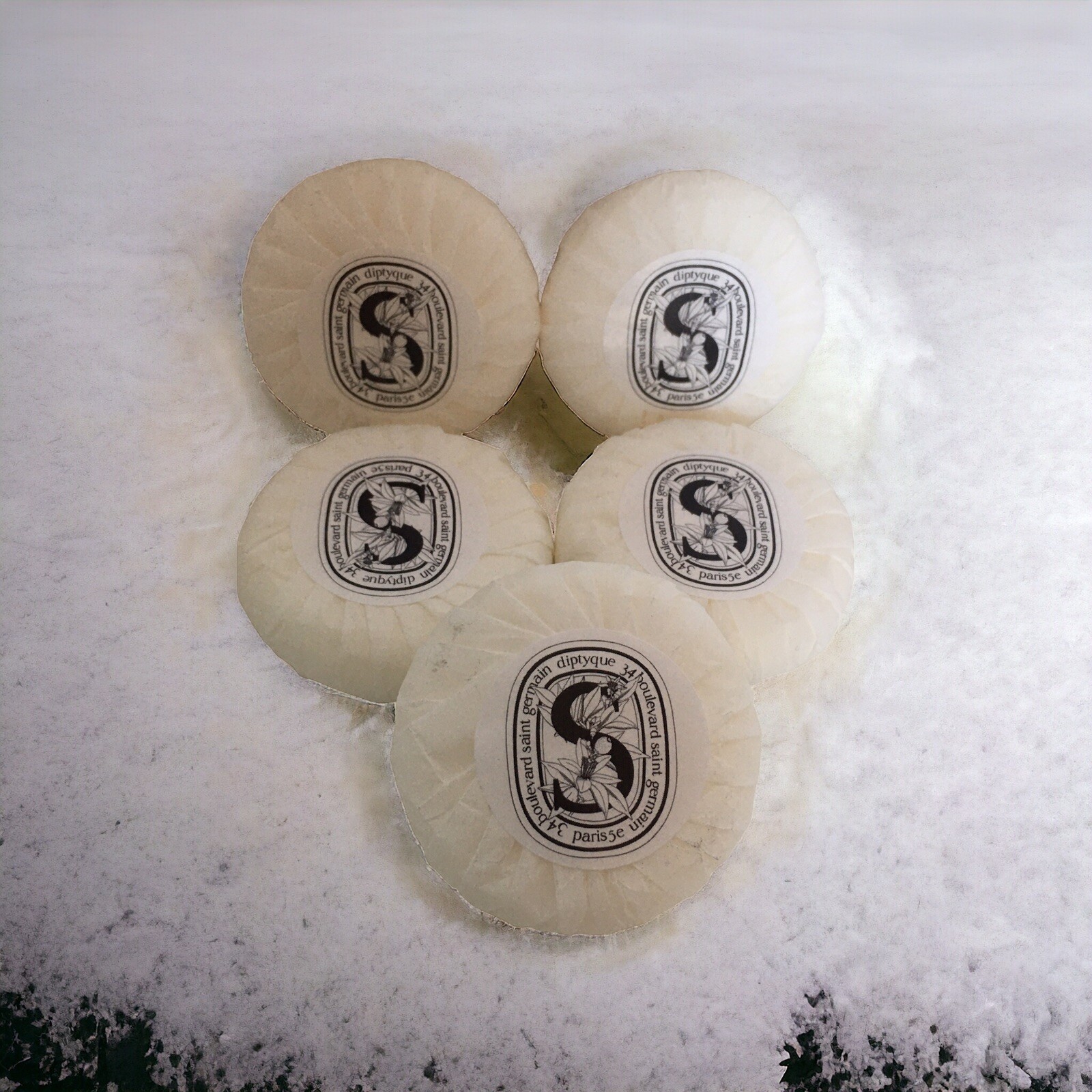 5 Diptyque L’ART DU SOIN Travel Size Soap Bars Exclusively for LA BOTTEGA 1.1oz