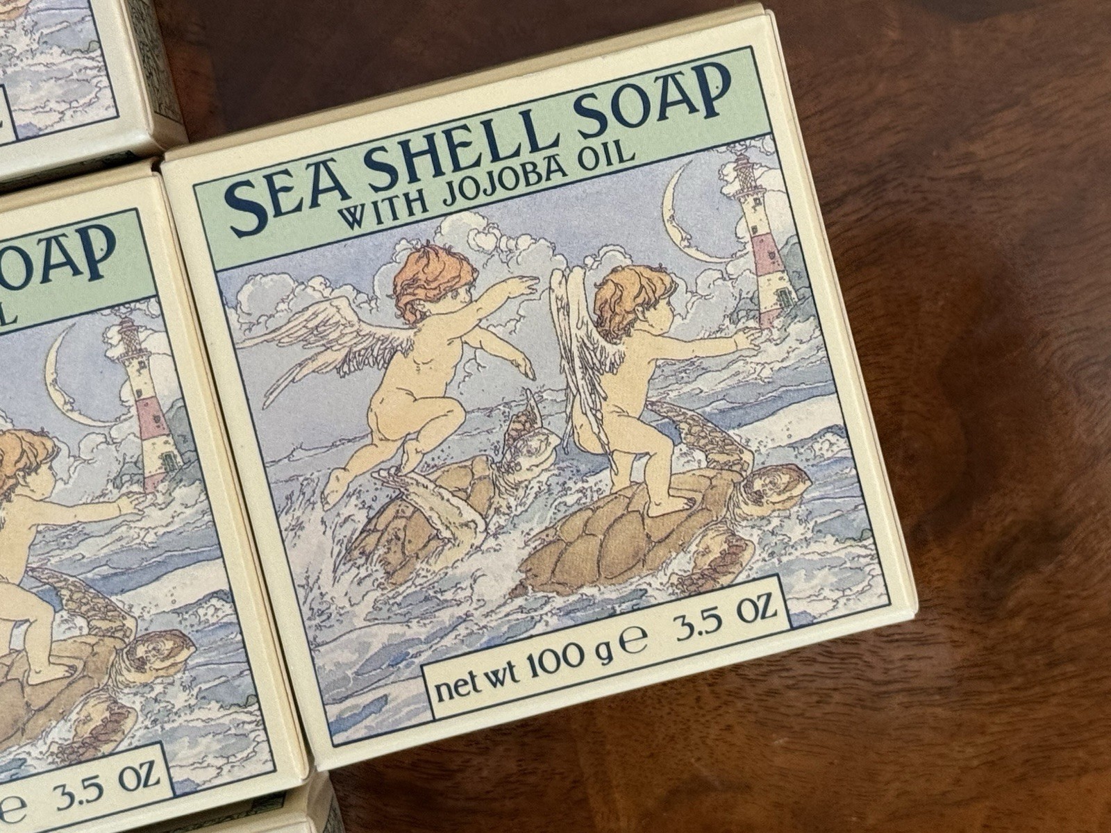 Set of (5) NOS Vintage Crabtree & Evelyn Sea Shell Soap w/ Jojoba Oil 1978 3.5oz
