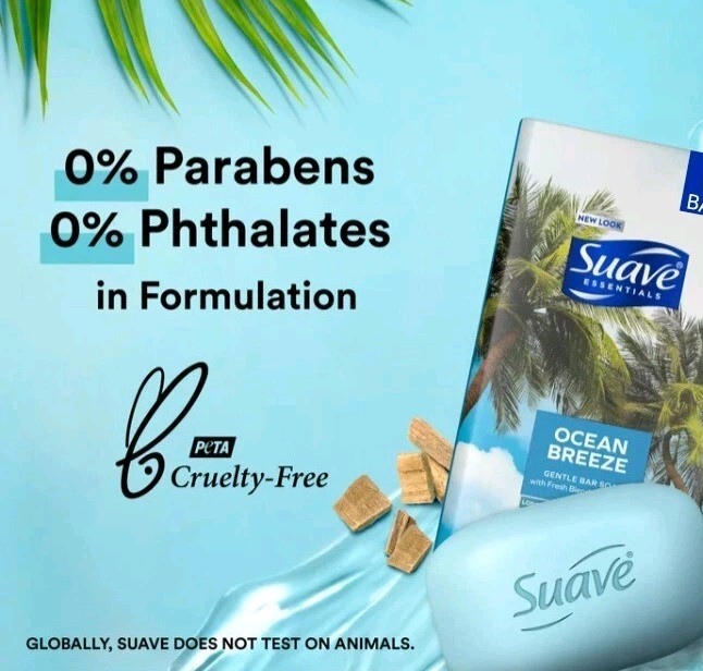 🩵 SUAVE 🩵 ESSENTIALS (2-BARS) 3.35 Oz 🌴 ●OCEAN BREEZE● 🌴🫧 ≈GENTLE≈ 🫧 Soap.