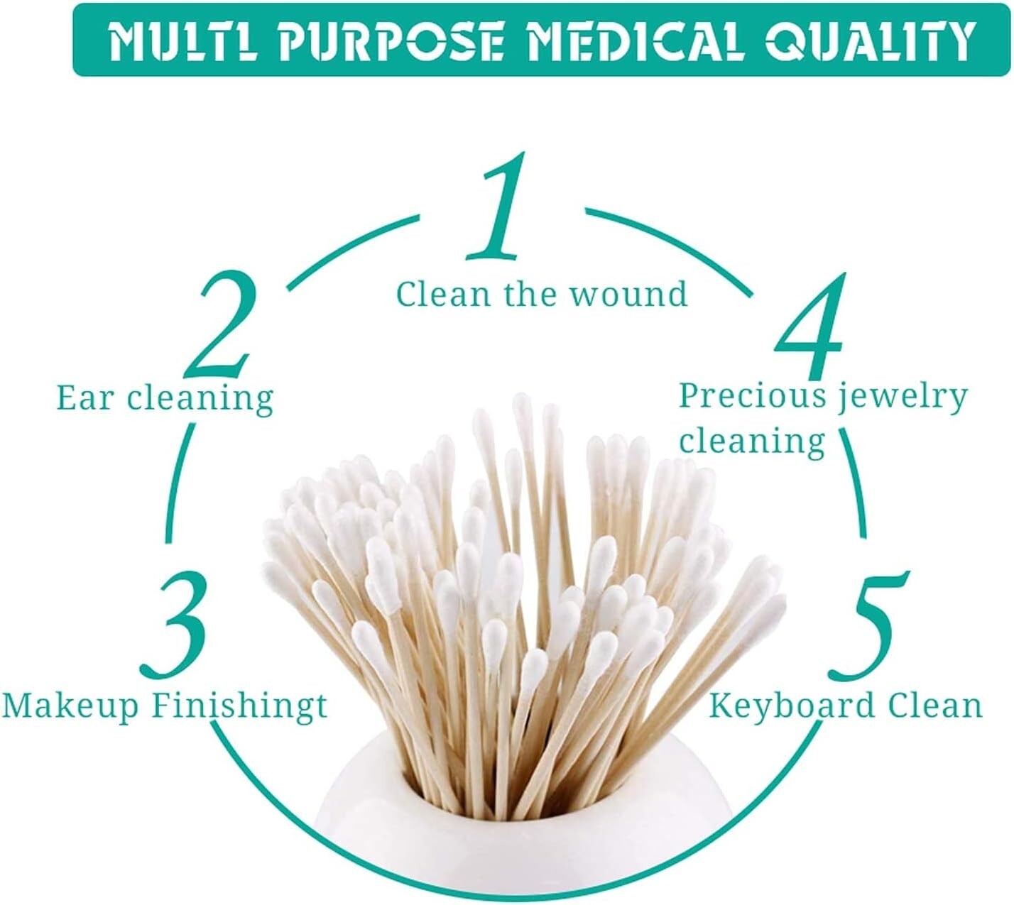 Long Cotton Swabs with Wooden Handles – 200 Count – Ideal for Precision Cleaning