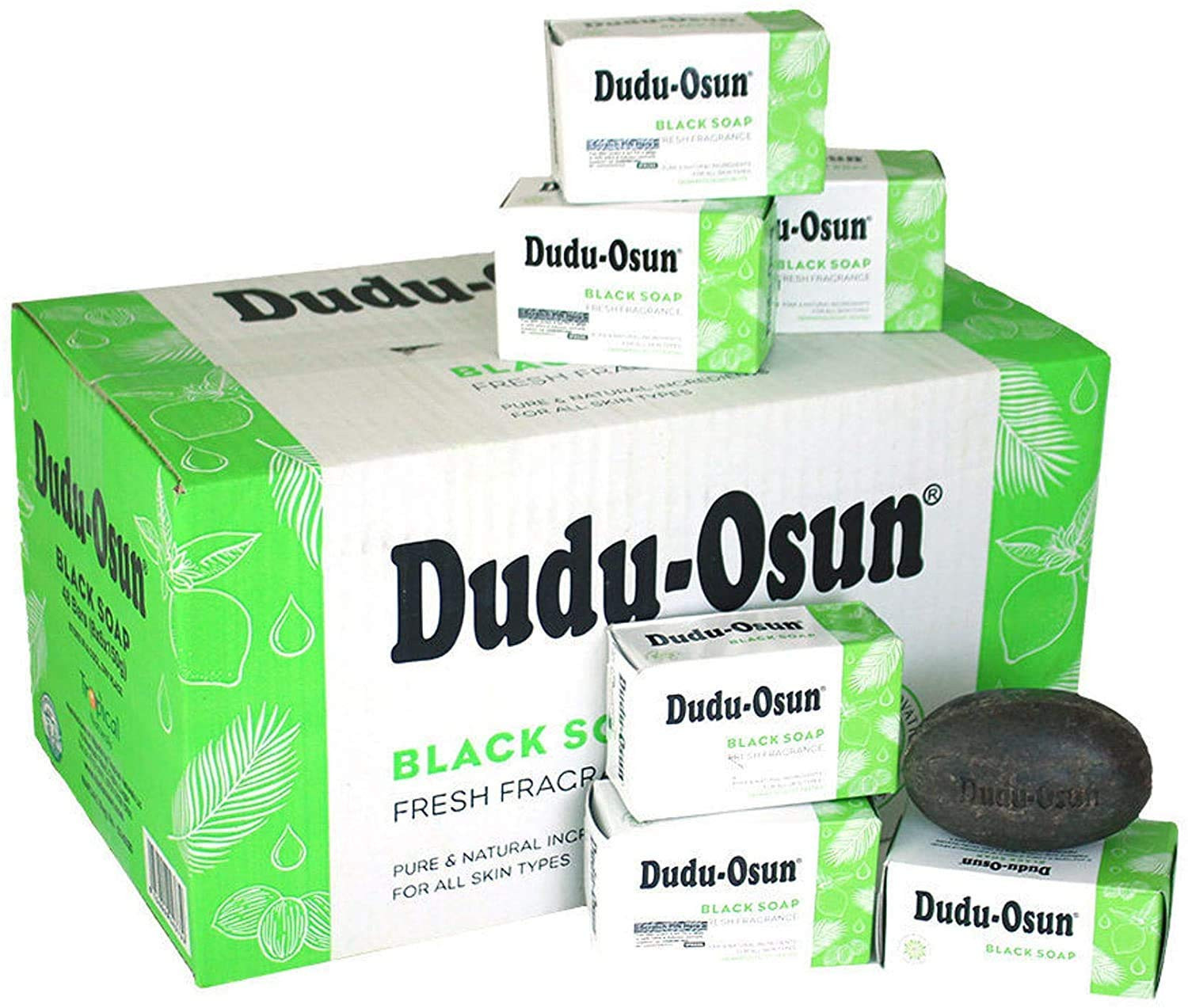 African Black Soap Bar 5.3 Oz – 24 Count Bulk Pack – by Tropical Naturals, Authe