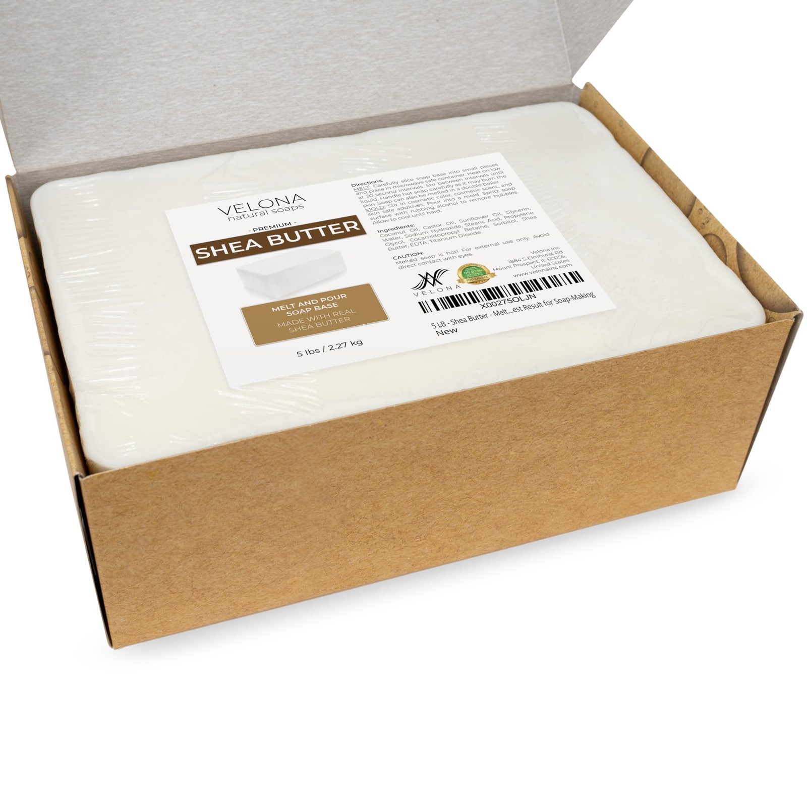 velona 5 LB – Shea Butter – Melt and Pour Soap 80 Ounce (Pack of 1), White