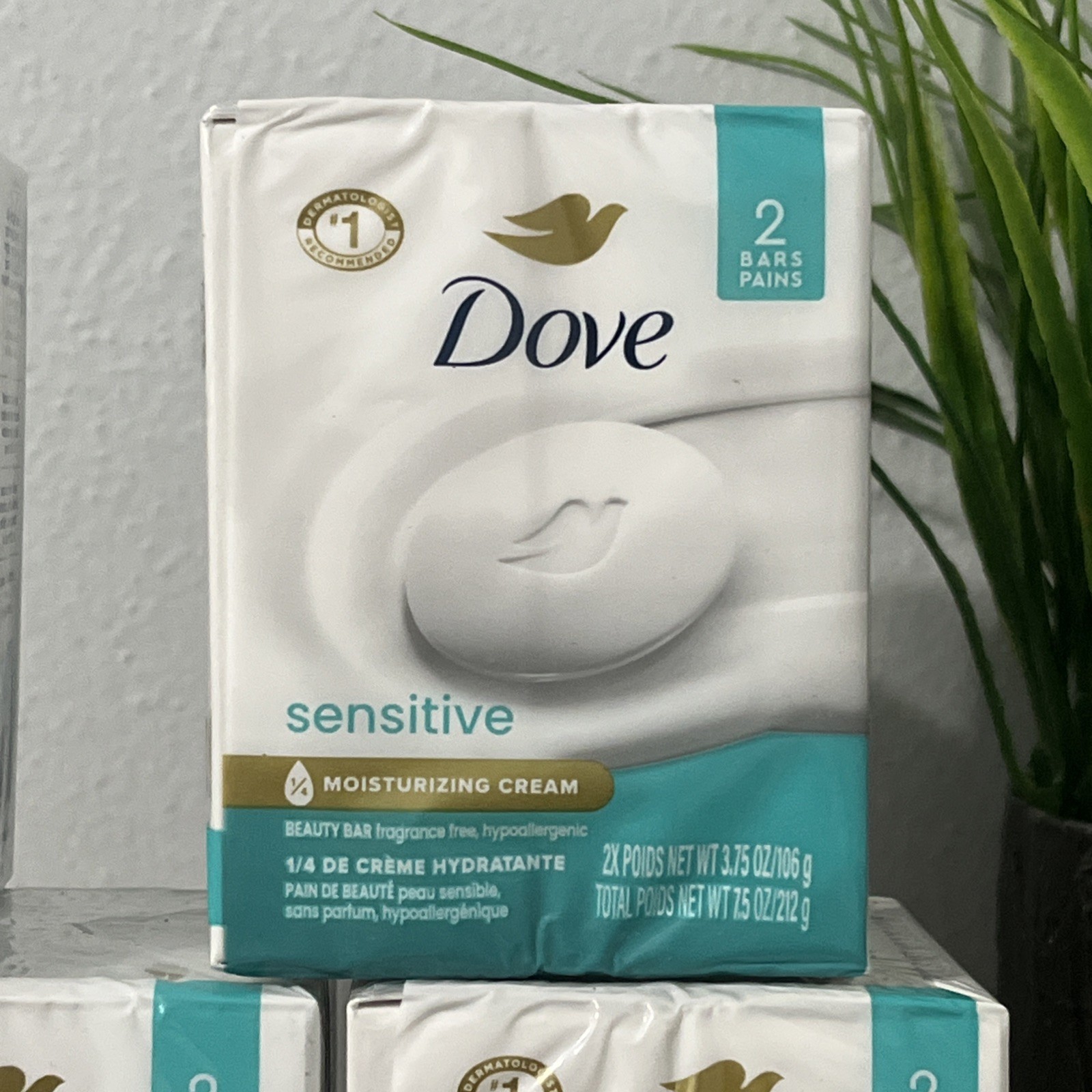 5x 2 Packs of Dove Beauty Soap Bar Sensitive, Frag. Free 3.75 Oz (10 Bars Total)