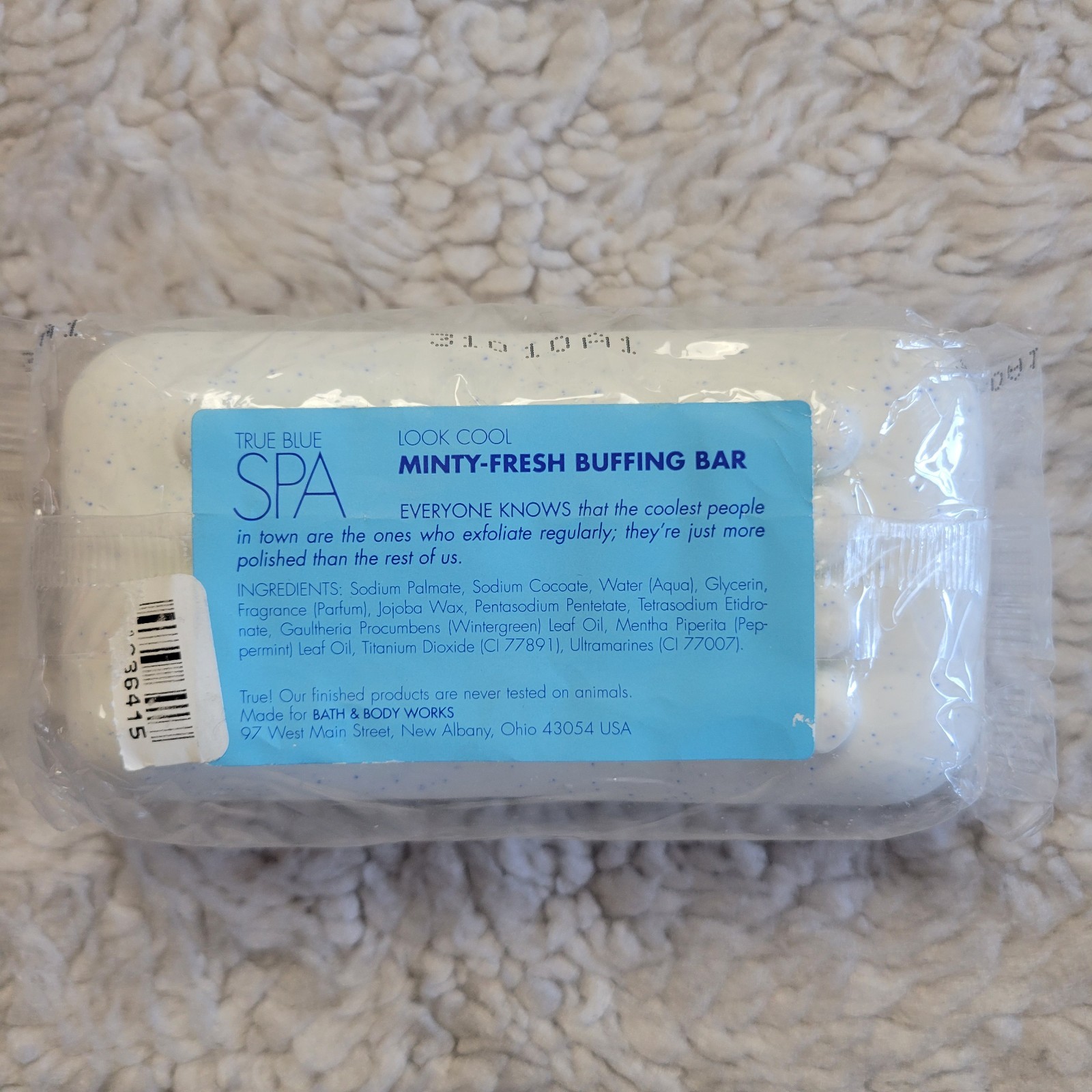 Bath & Body Works True Blue Spa Minty Fresh Buffing Bar 10.6 oz NEW Retired