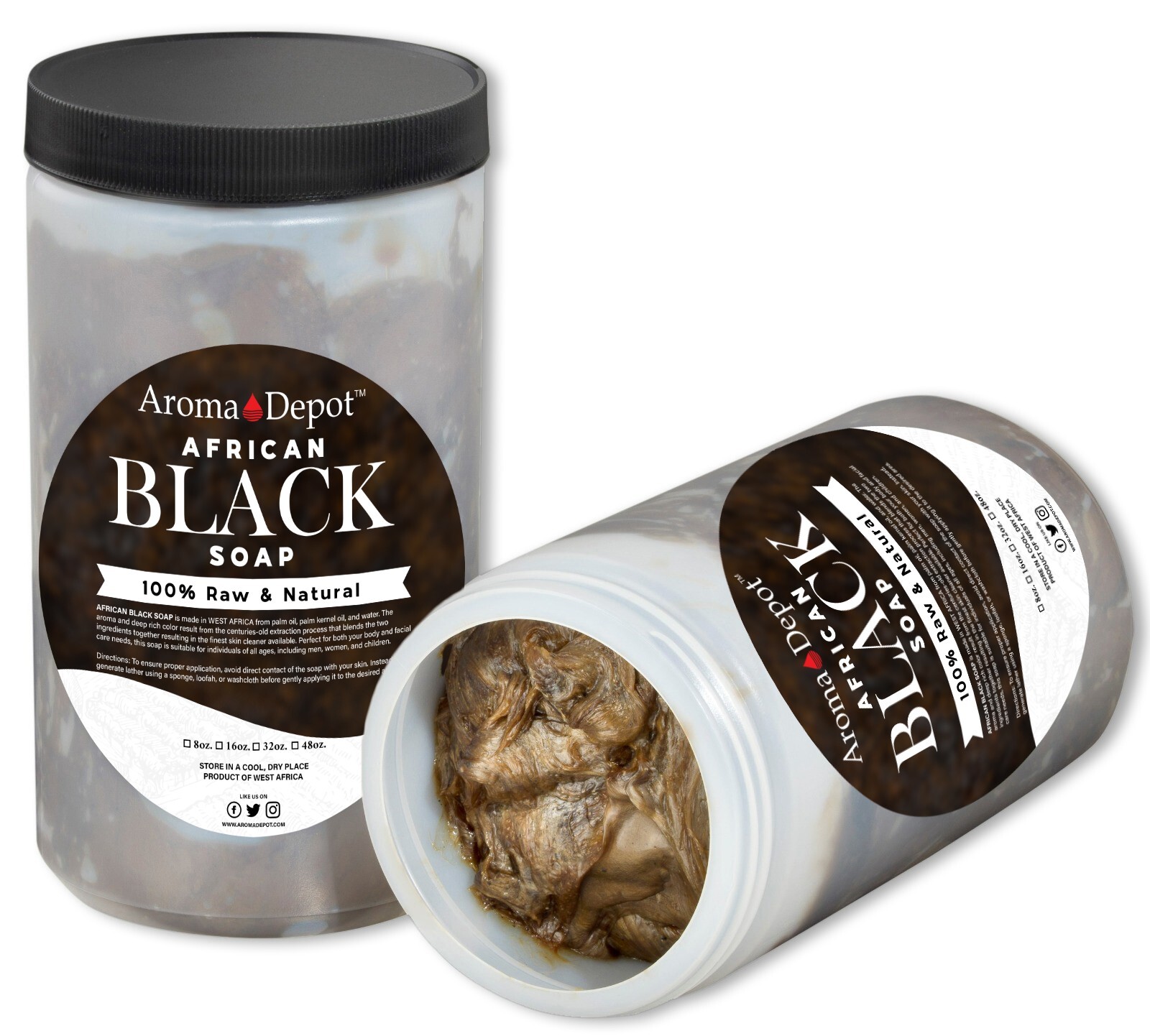 Raw African Black Soap Paste 2 lb. Natural 100% Pure Unrefined Face Body Hair