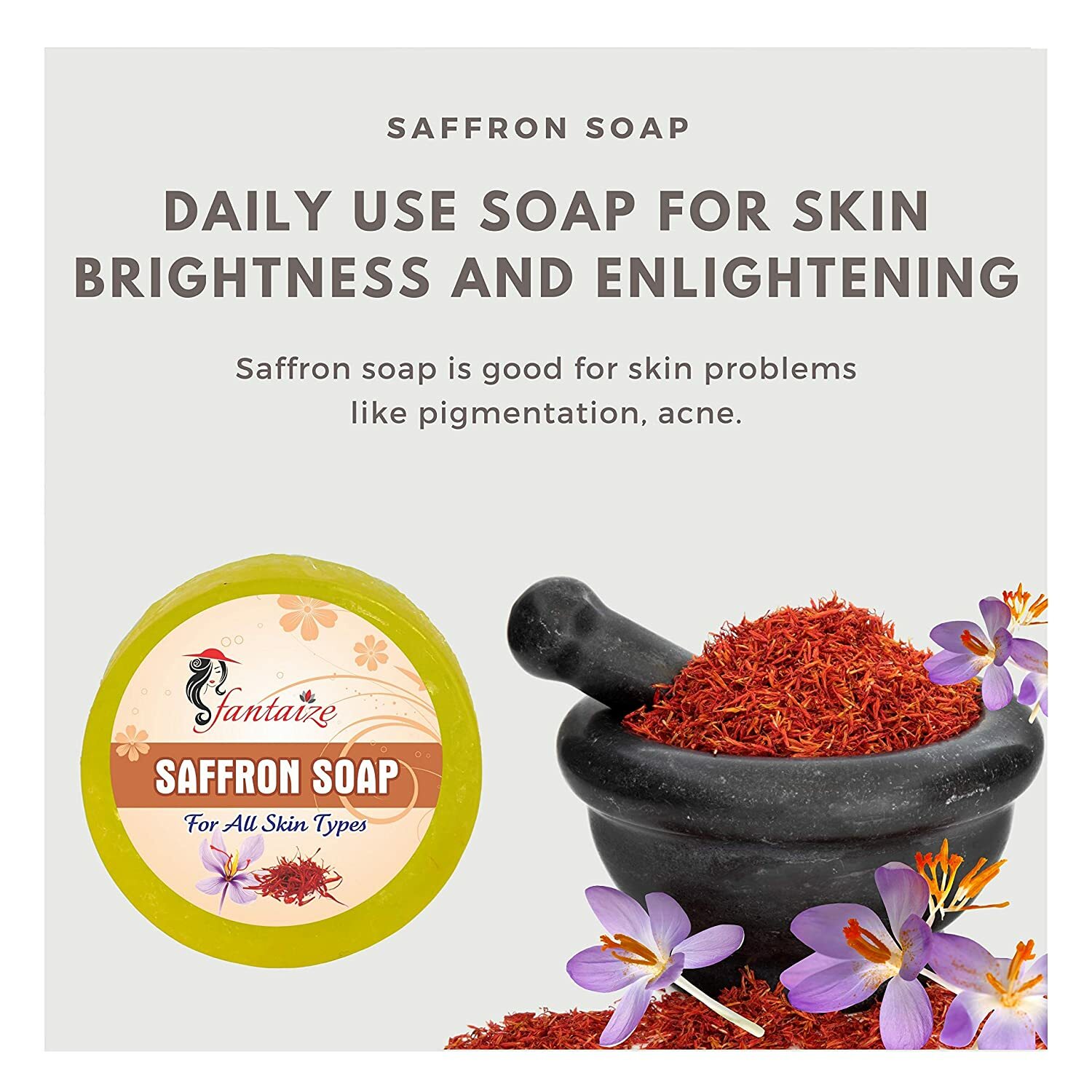 Fantaize – Handcrafted Saffron Bathing Soap – Pack of 1 (100 Grams)
