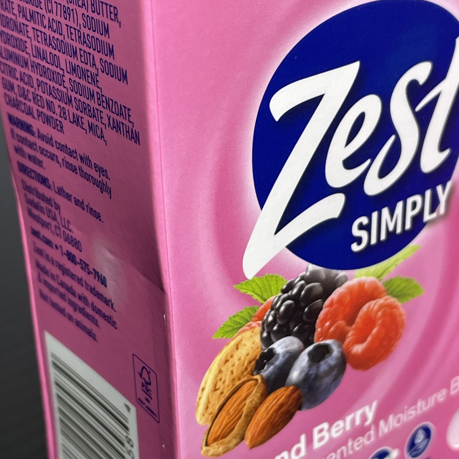 Lot Of 2 Zest Simply Almond Berry Scented Moisture Bar Soap 7.05oz New