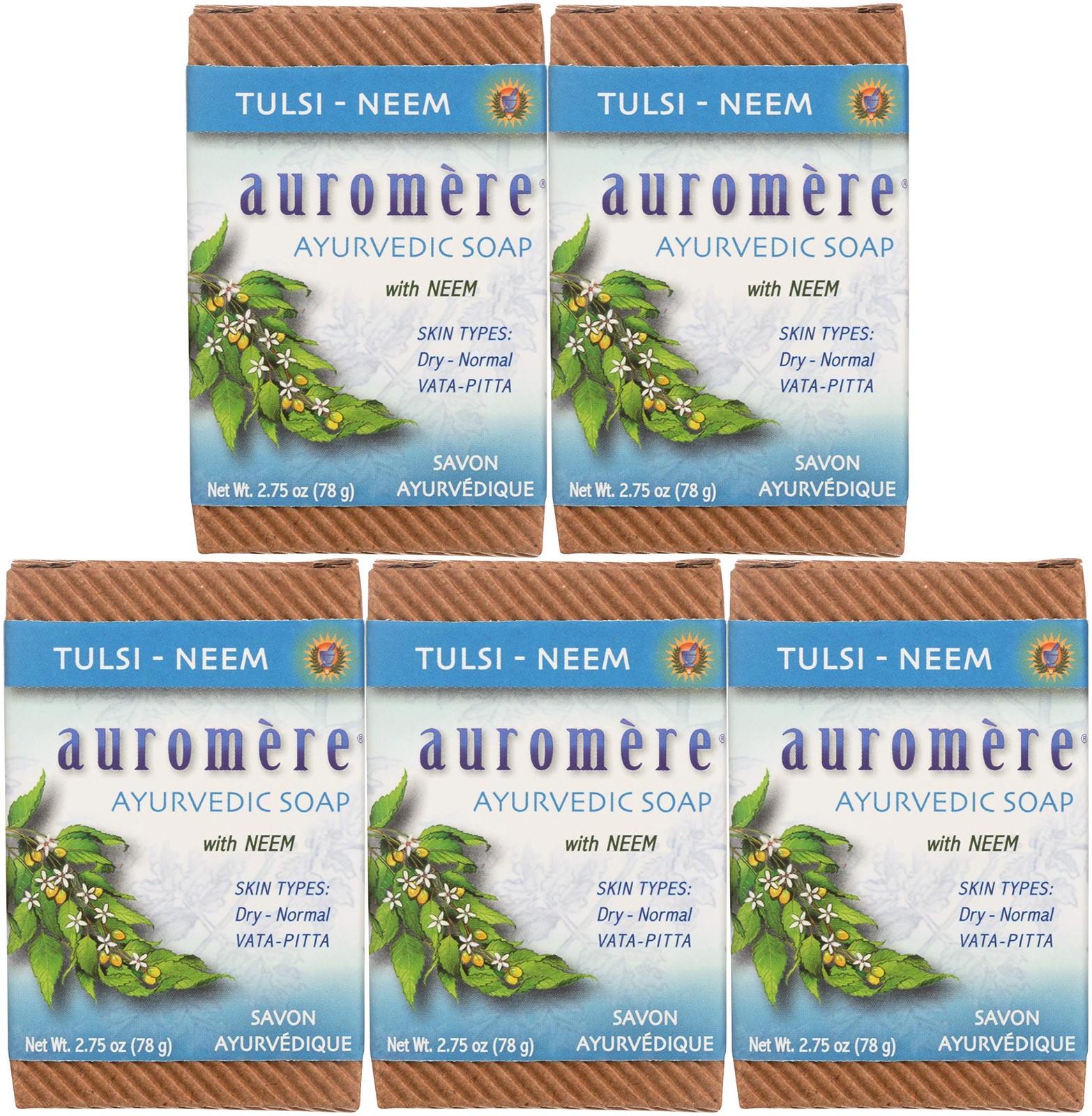 Ayurvedic Tulsi Neem Soap Pack of 5 Eco-Friendly Vegan Natural Ingredients