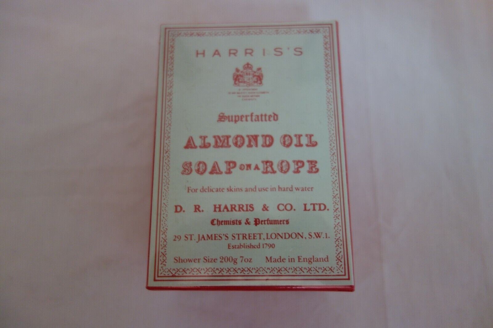 Vintage D R Harris Superfatted Almond Oil Soap on a Rope 200g 7oz