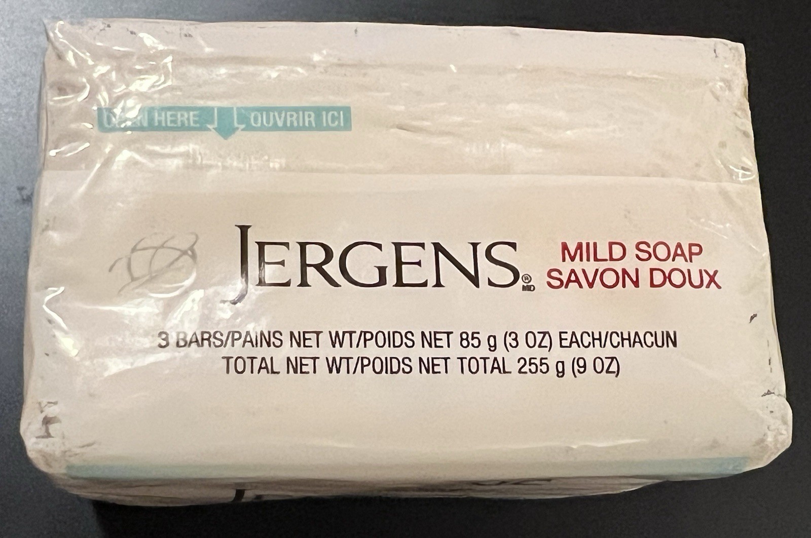 Jergen Mild Bar Soap/Pure & Natural Discontinued 3-Bar Pack/3ozs Each New