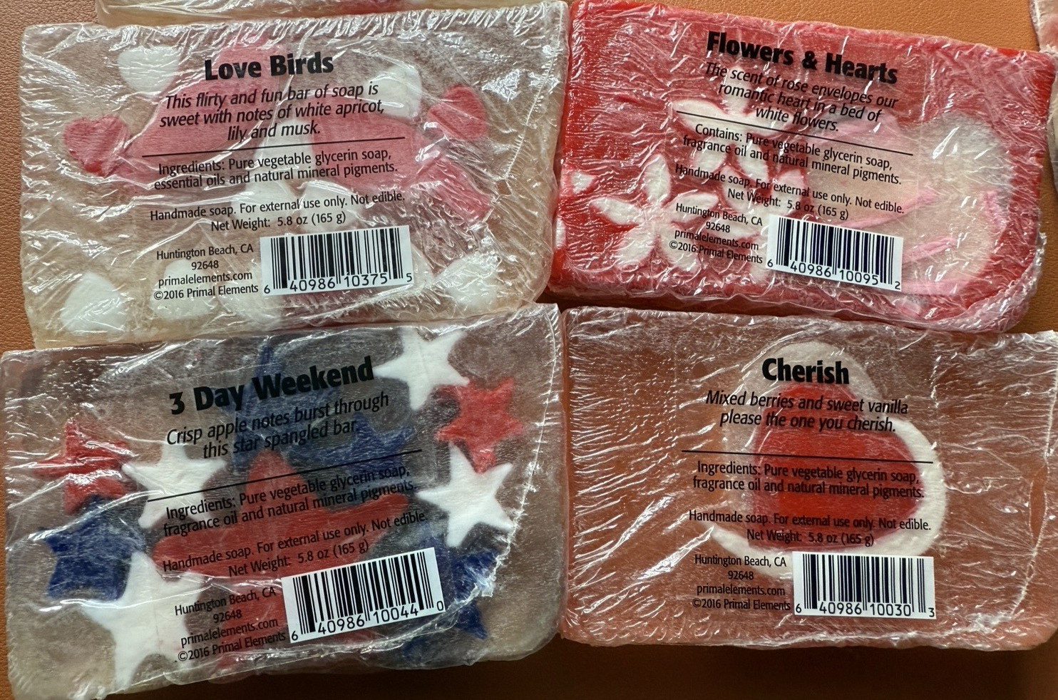 13 Lot Primal Elements Soap Bars Handmade Vegetable Glycerin: Cherish-LoveBirds+