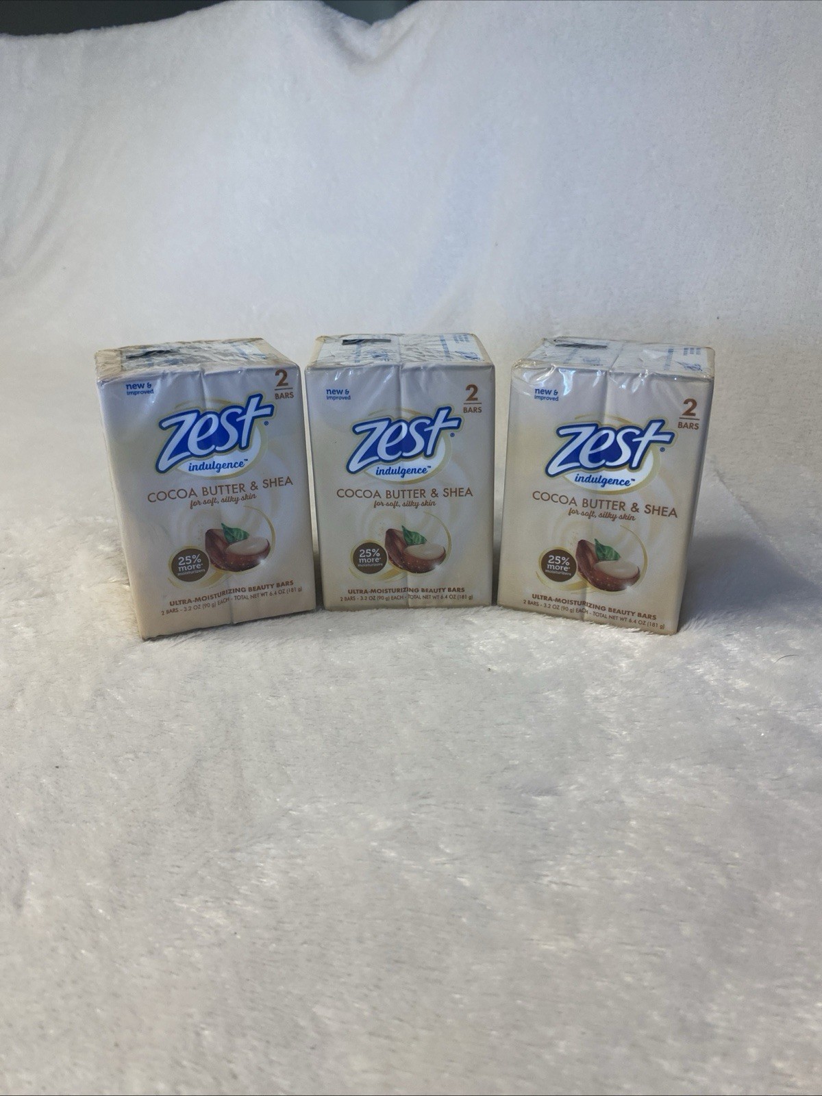 Zest Indulgence Cocoa Butter & Shea Moisturizing Beauty Bar Soap, 6 Bars (2×3)