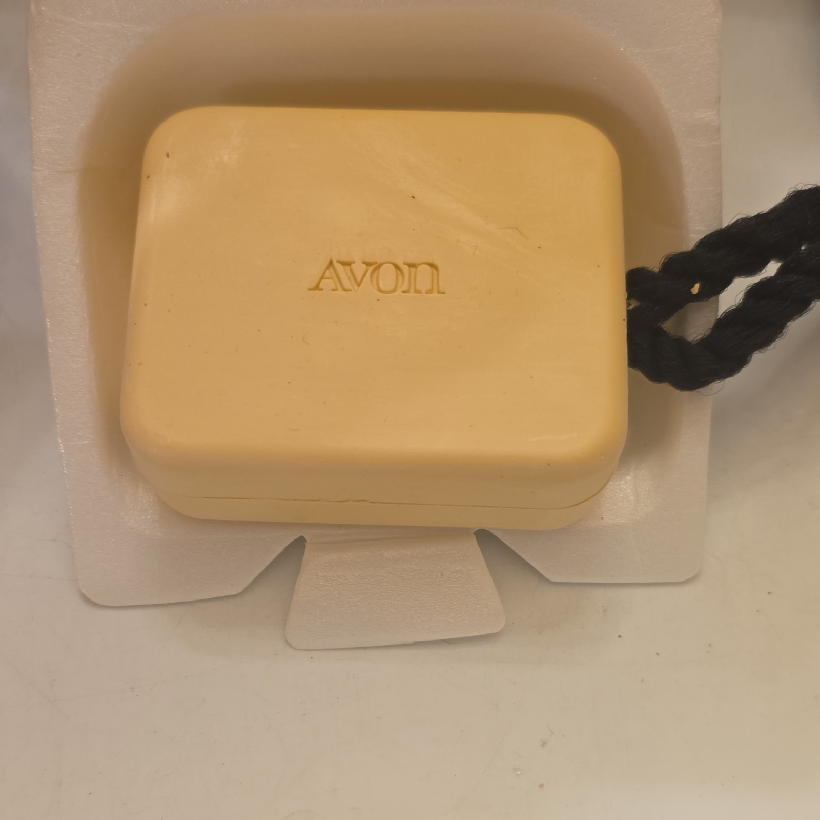 Avon Black Suede Shower Soap-on-a-Rope for Men 5 oz Rectangular Body Bar