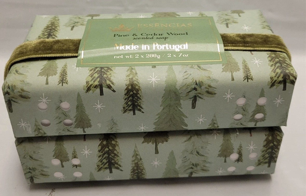 Essentials De Portugal 2 Pack 7 Oz Pine & Cedar Wood Scented Bar Soap Gift