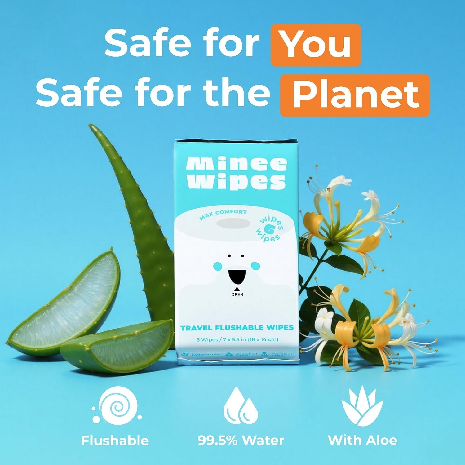 Compact Flushable Wipes, Unscented – Travel Size, 288 Ct