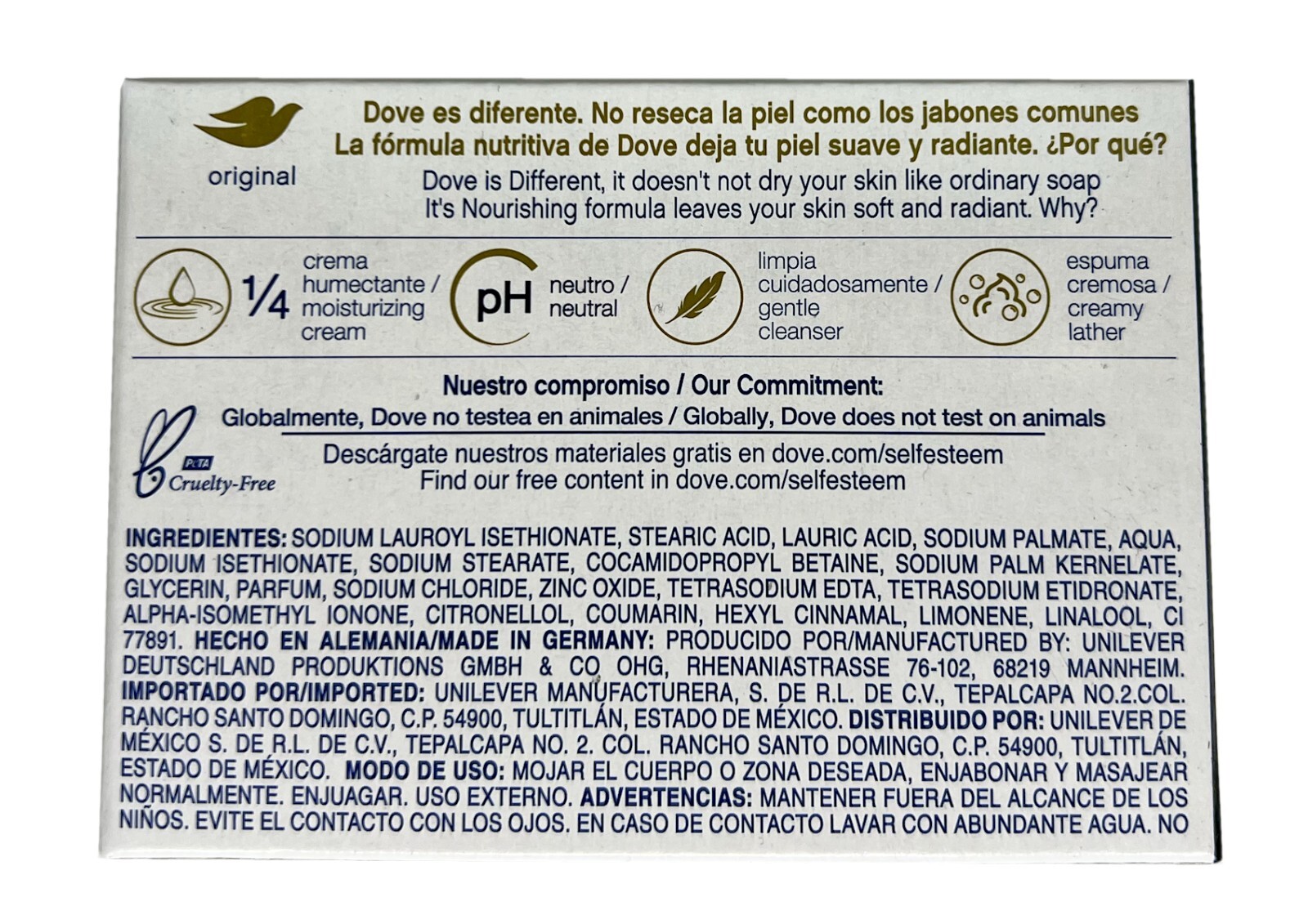 DOVE ORIGINAL CREAM Bar 4.75oz Moisturizing Softener Hand Face Bath Jabon -3Bars