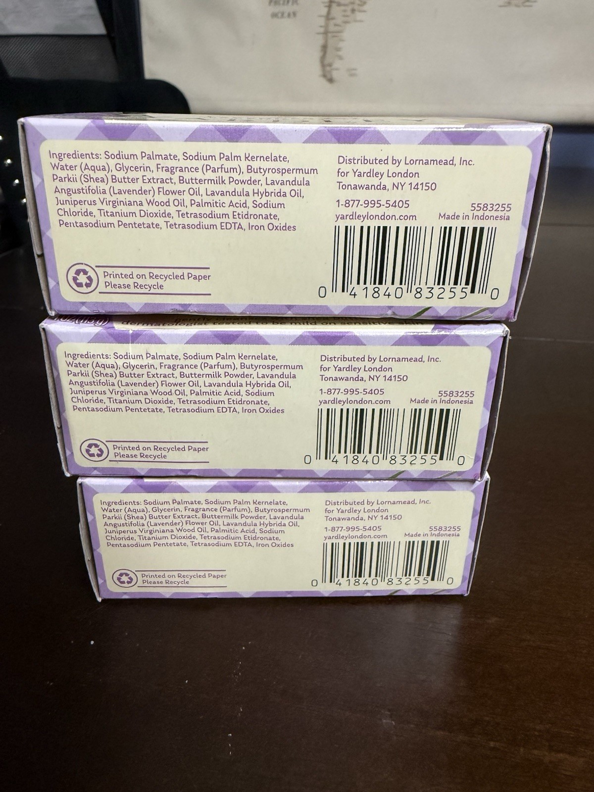 Yardley London Lavender Joy 3 Pack Nourishing Gentle Soap Bath Bars 4.25oz New