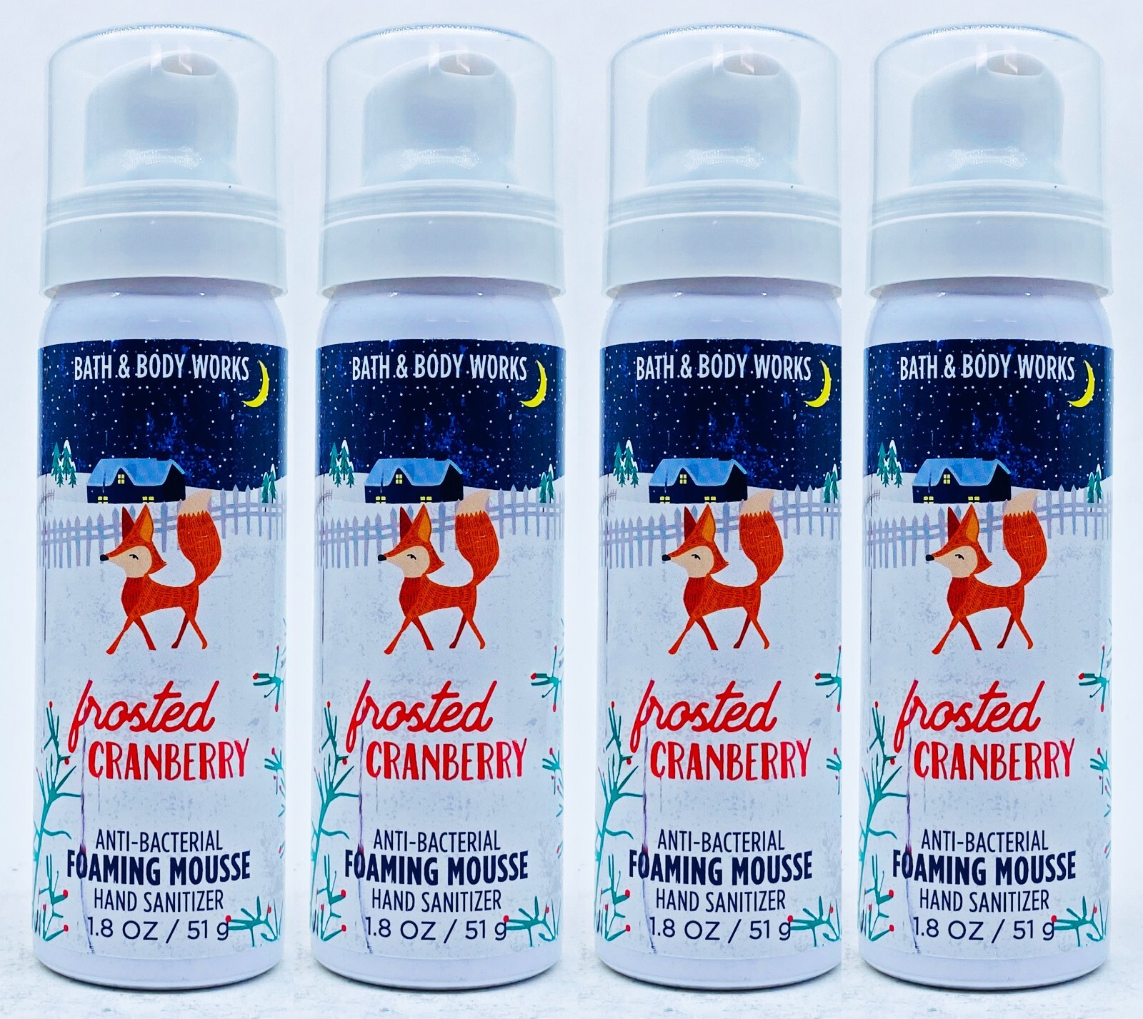 4 Bath Body Works FROSTED CRANBERRY Antibac Foaming Mousse Hand Sanitizer 1.8 oz