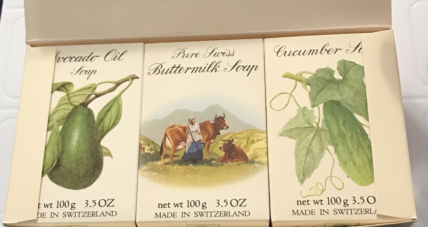 Rare Crabtree & Evelyn Cucumber Soap Trio 3x 100g/ 300g 10.5 oz Total Vtg 1984