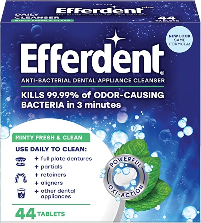 Efferdent Denture Cleaning for Dental Appliances, Minty Fresh & Clean, 44 Count