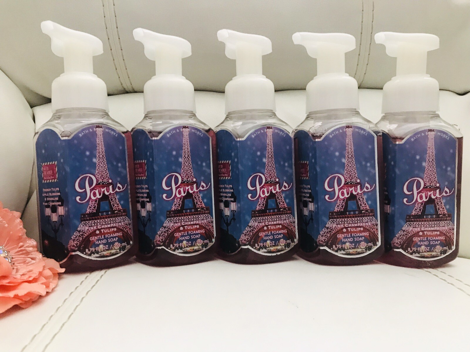 5x New Bath & Body Works PARIS Pink Champagne & Tulips Gentle Foaming Hand Soap