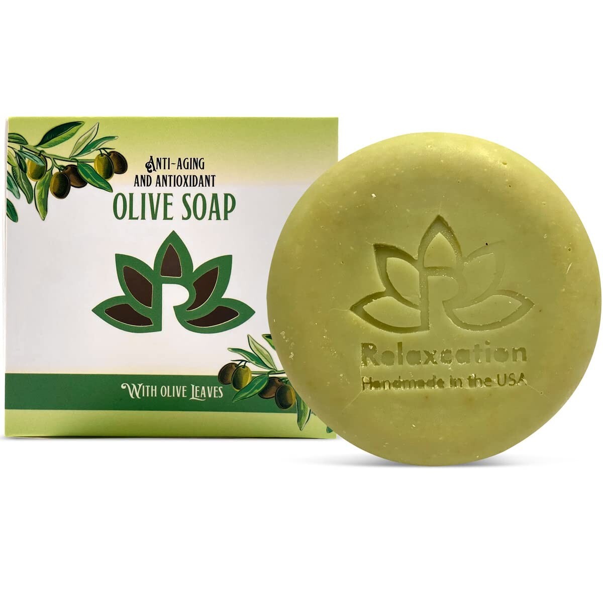 Natural Cold Process Olive Oil Soap Bar with Organic Olive Oil and Olive Leaves