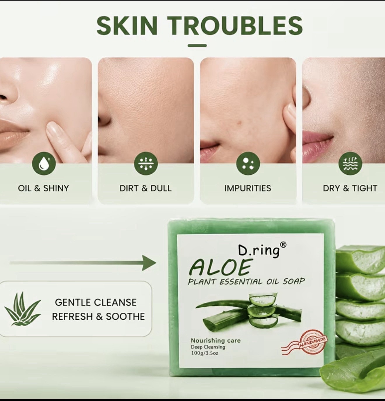 2x Aloe Vera Plant Essential Soap With Vitamin E – 100g Each