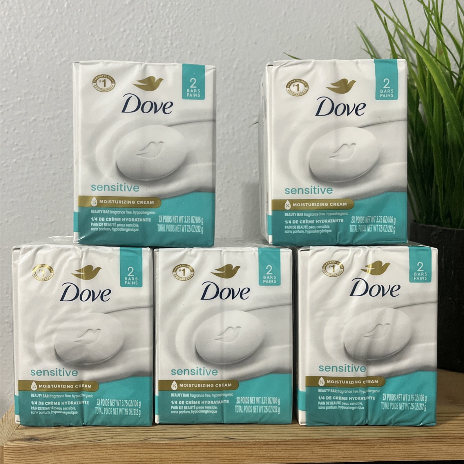 5x 2 Packs of Dove Beauty Soap Bar Sensitive, Frag. Free 3.75 Oz (10 Bars Total)