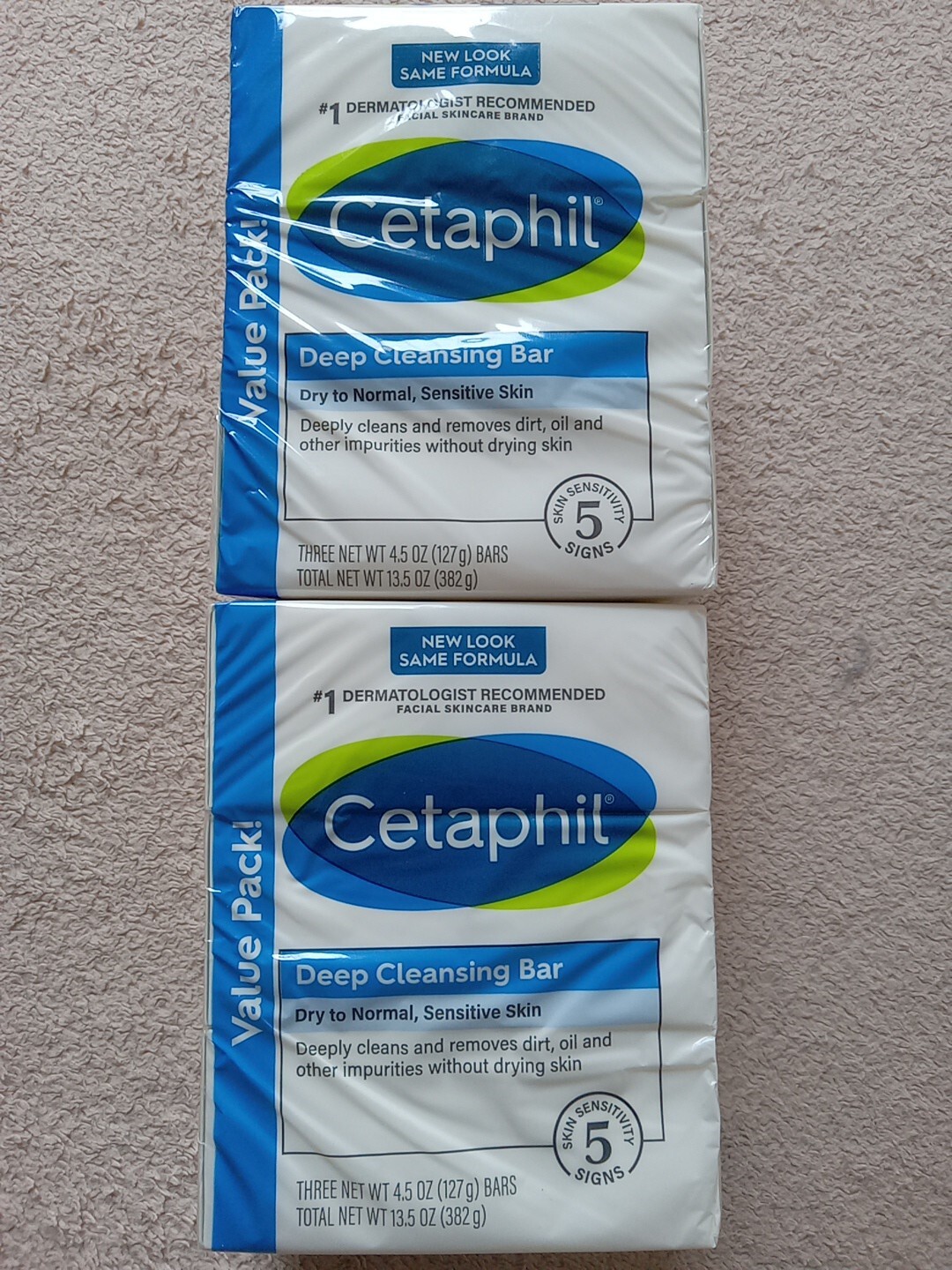 2 3-packs Cetaphil Gentle Cleansing Bar Soap Dry to Normal,Sensitive Skin 4.5 Oz