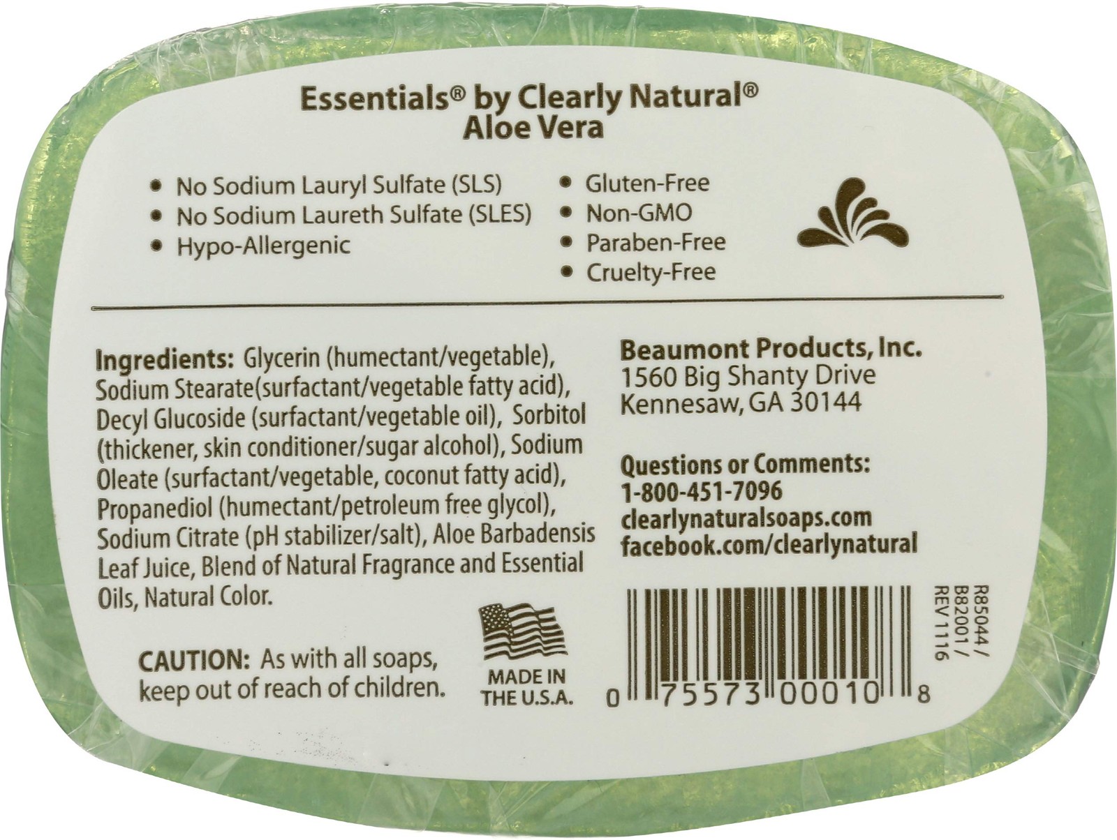 Clearly Natural Essentials Aloe Vera Pure and natural glycerine soap 4 oz
